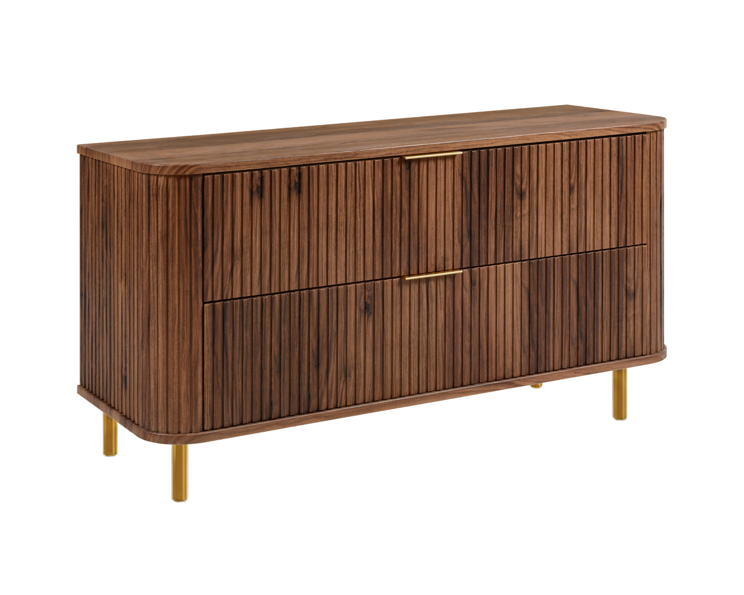 BADEZIMMERSCHRANK : Farbe Eiche-Nussbaum, Griff gold, Füße gold, 120 x 41,5 x 66,7 cm - Goldfarben/Braun, Holzwerkstoff (120/66.7/41.5cm) - 3XE LIVING