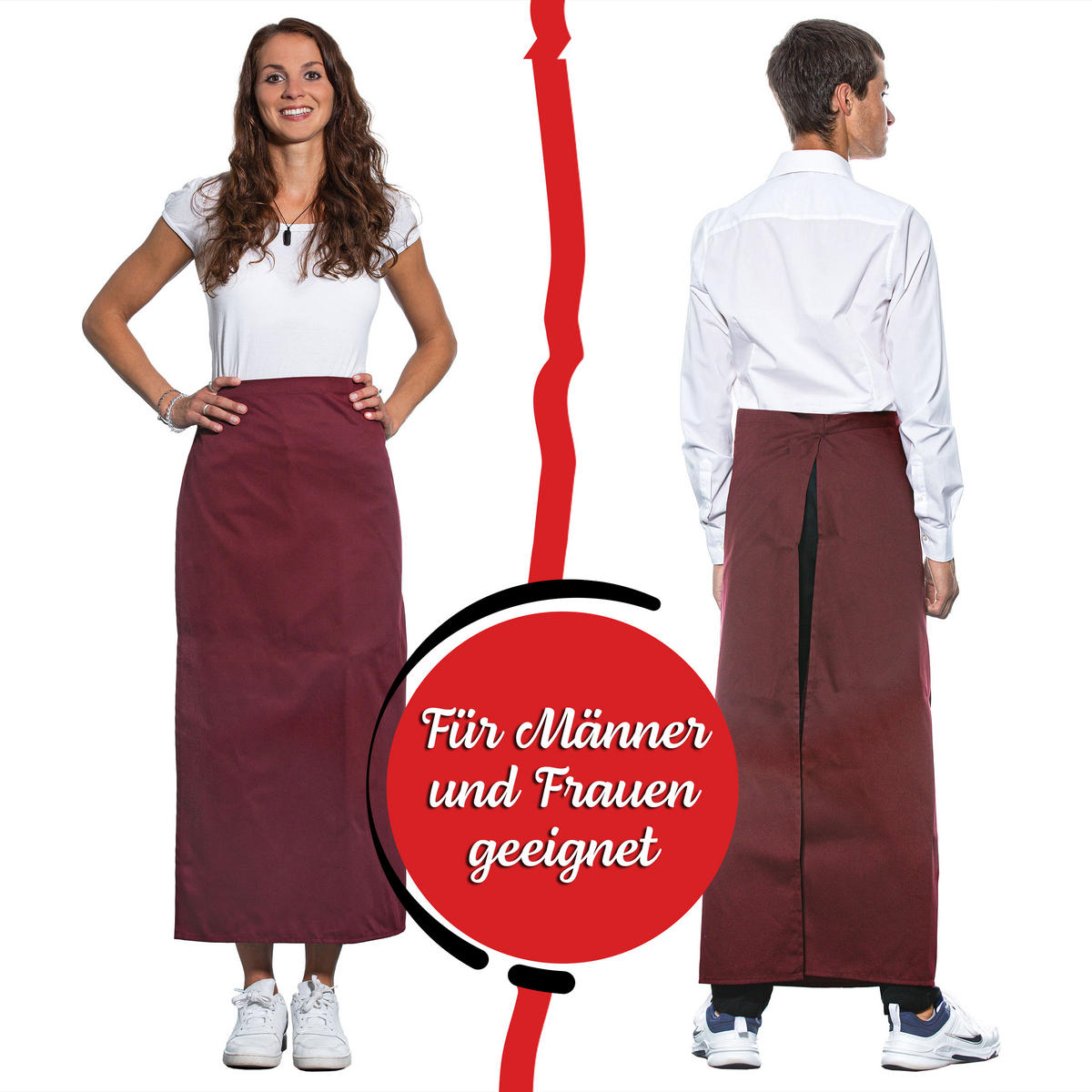 SCHÜRZE , Einheitsgröße, 65% Polyester, 35% Baumwolle, Rot - Bordeaux, Textil (95/100cm) - Zollner
