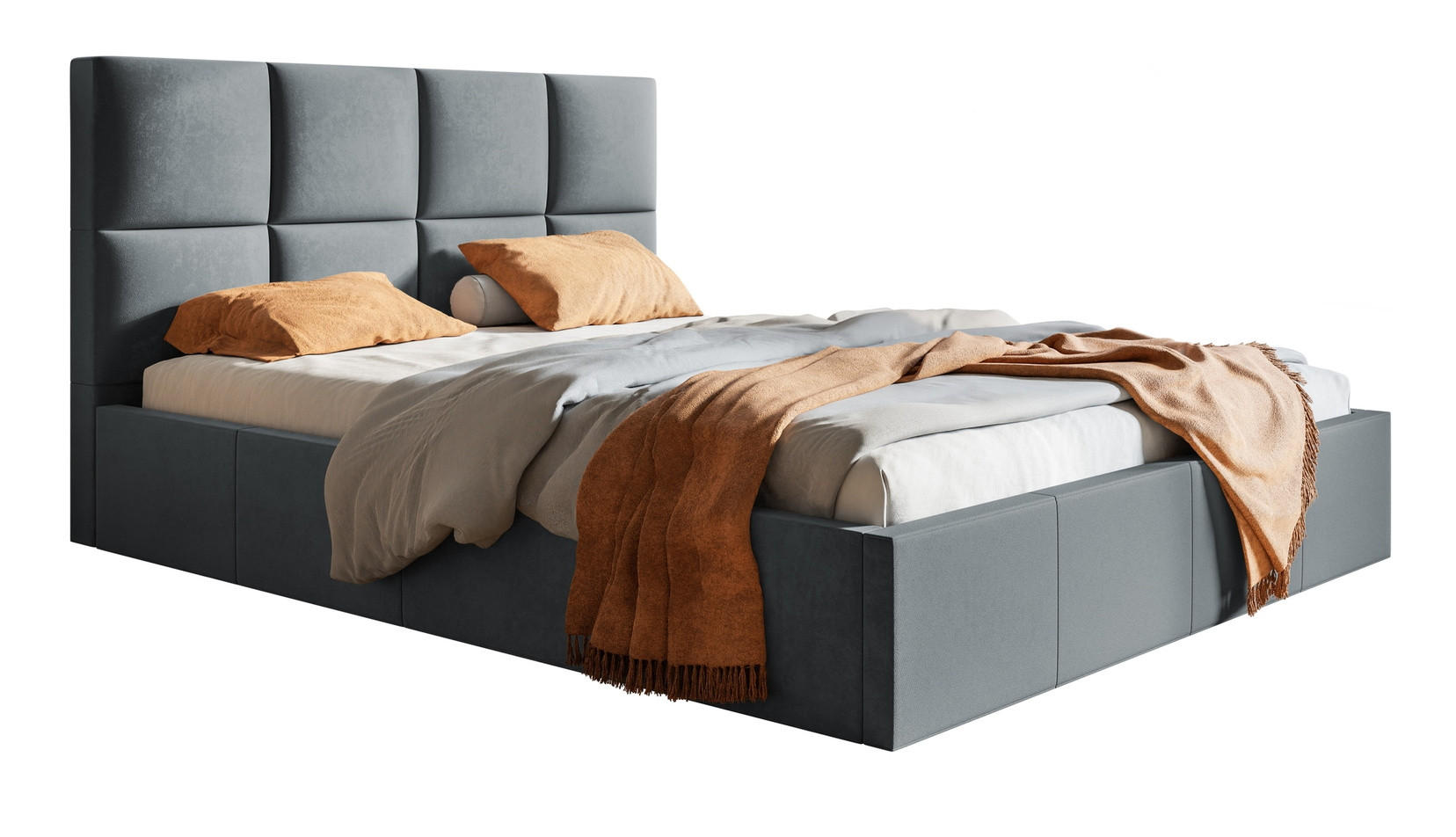 DOPPELBETT 180x200 mit Lattenrost Fado, Bettkasten, Samtstoff, Dunkelgrau - Dunkelgrau, Holz/Textil (180/200cm) - Emporius