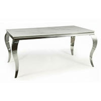 ESSTISCH Prince Weiß Marmor / Chrom 180 / 90 / 75cm - Silberfarben/Weiß, Holz/Keramik (90/180/75cm) - Feldmann-Wohnen