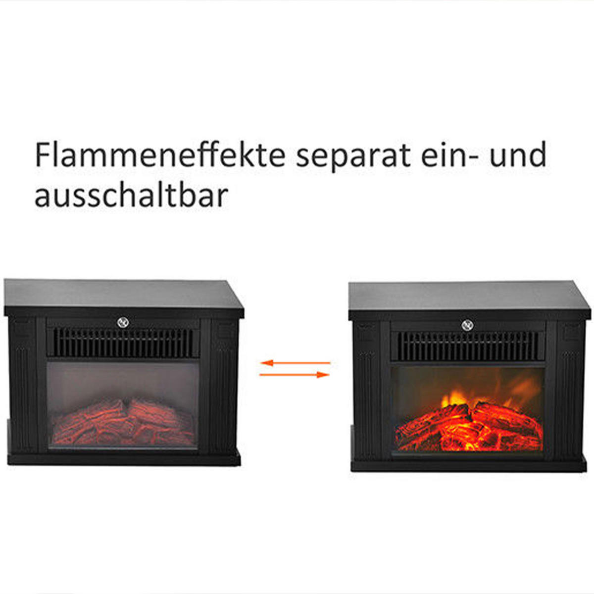 ELEKTROKAMIN, (Modell5) - Schwarz, Metall (17/25/34cm) - HOMCOM