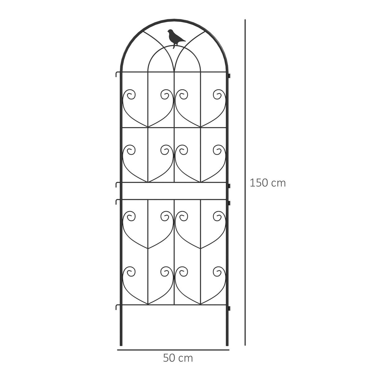 RANKGITTER DE-18330 2er-Set mit Vogelmotiven, 150 cm Schwarz - Schwarz, Metall (1.3/150/50cm) - ComfortXL