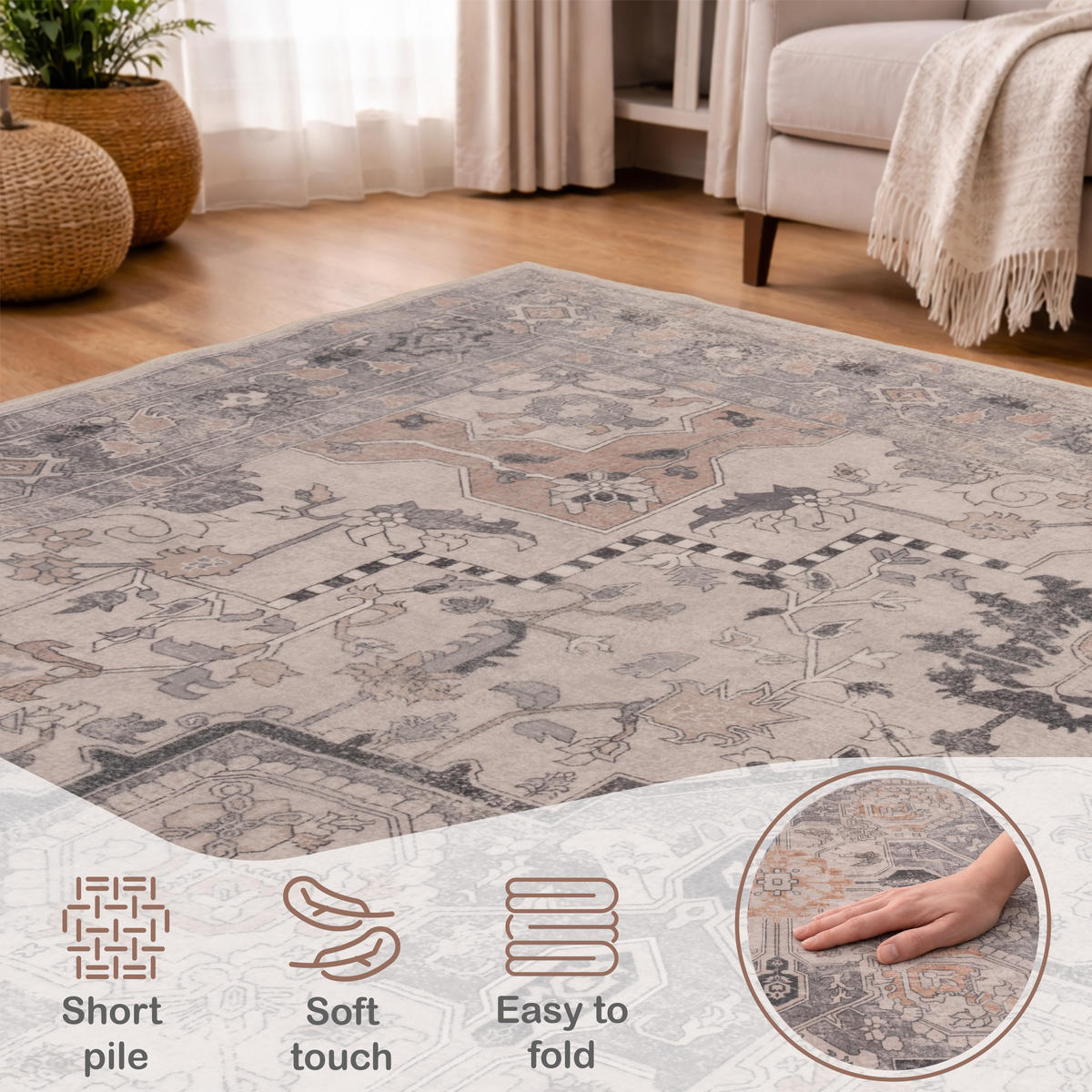 KURZFLORTEPPICH 160/220 cm Semer 425 - Beige, Textil (160/220cm) - Paco Home