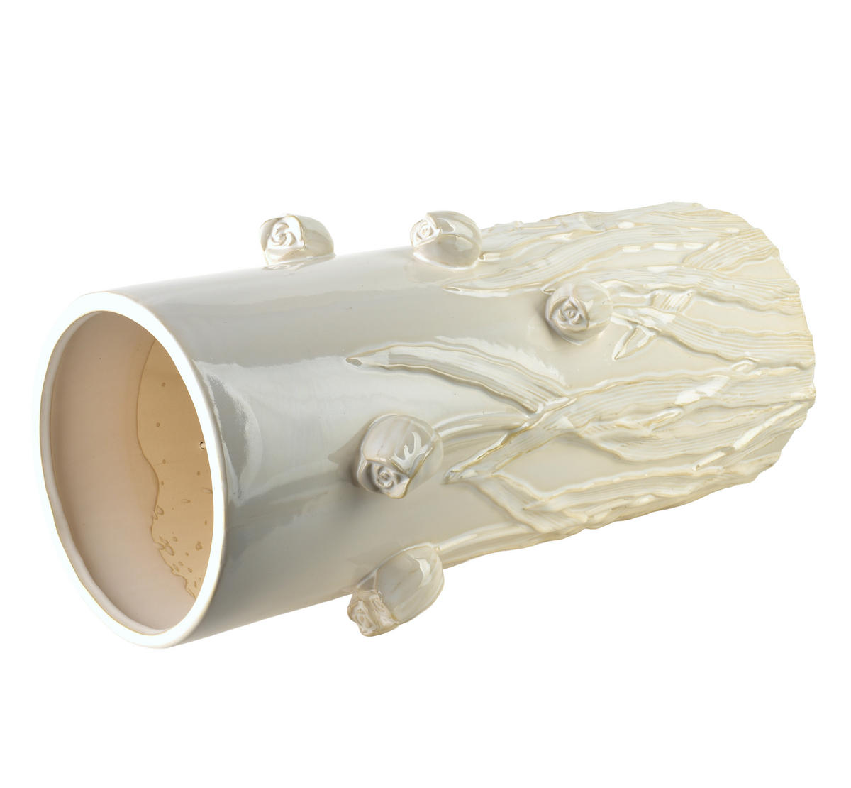 VASE EVAM 22/21/40cm Keramik Ecru - Beige, Keramik (40cm) - Mondex