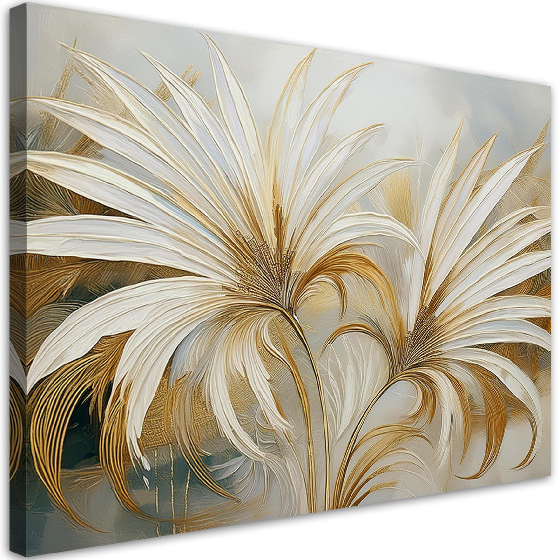 WANDBILD tropische blätter botanik - Beige, Textil (60/40cm) - Feeby