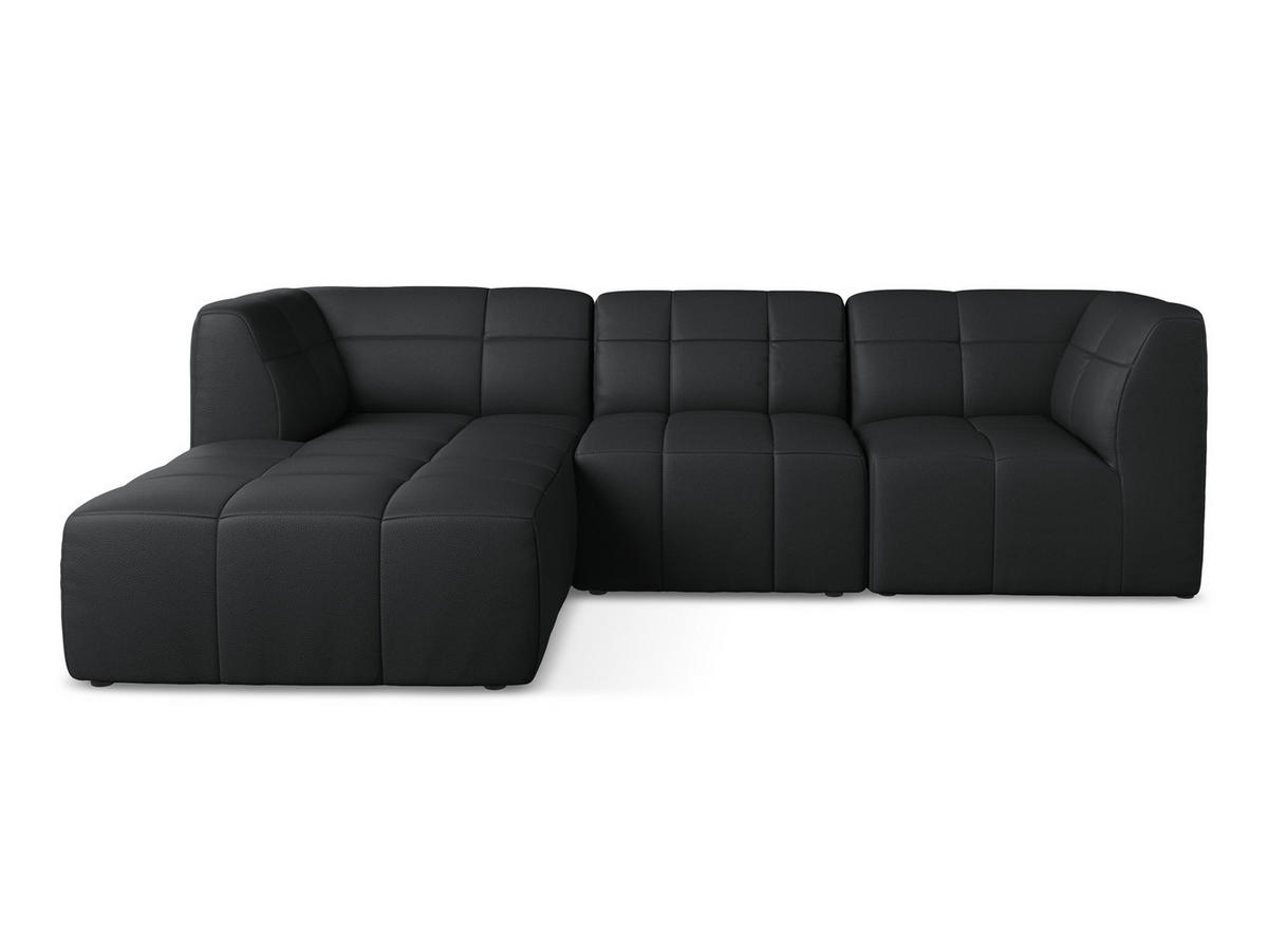 ECKSOFA Links Kunstleder Schwarz - Schwarz, Holzwerkstoff/Kunststoff (266/175cm) - Makamii