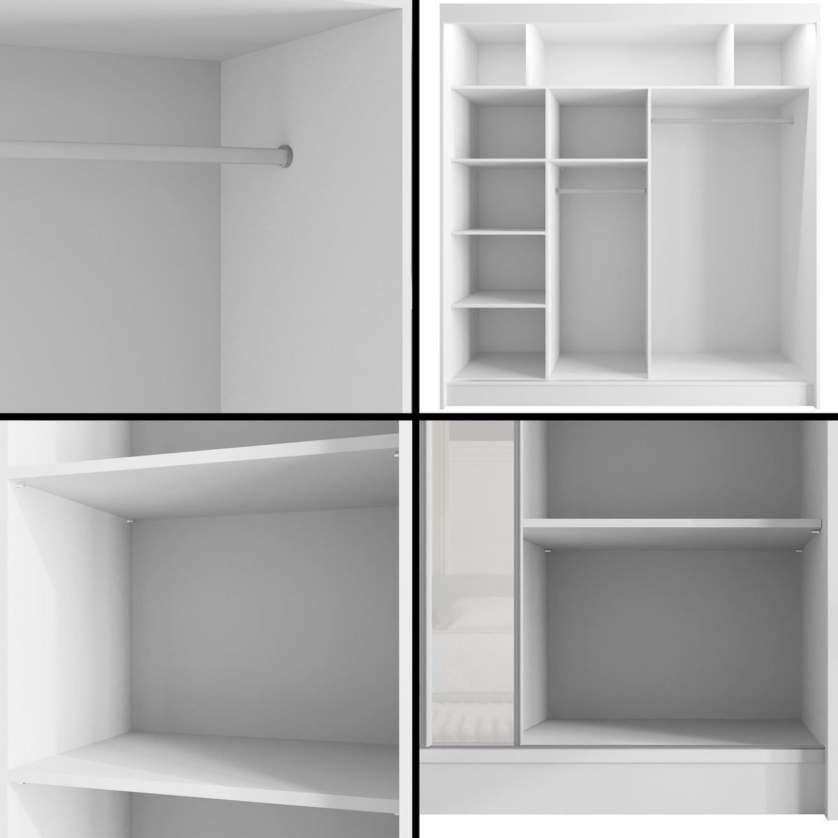 KLEIDERSCHRANK VESLI mit LED - 200 cm - Weiß - Weiß, Holzwerkstoff (200/215/61cm) - ALTDECOR