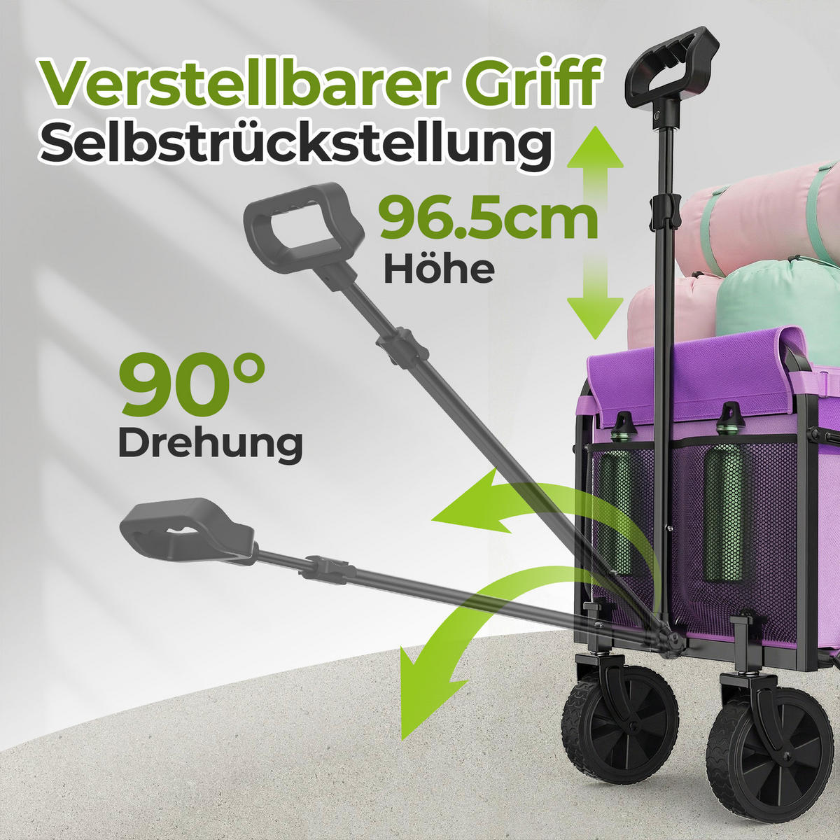 FALTWAGEN, klein-tragbar, 100kg Traglast, verstellbarer Griff, lila - Lila, Metall (18/34.5/44cm) - Vallsero
