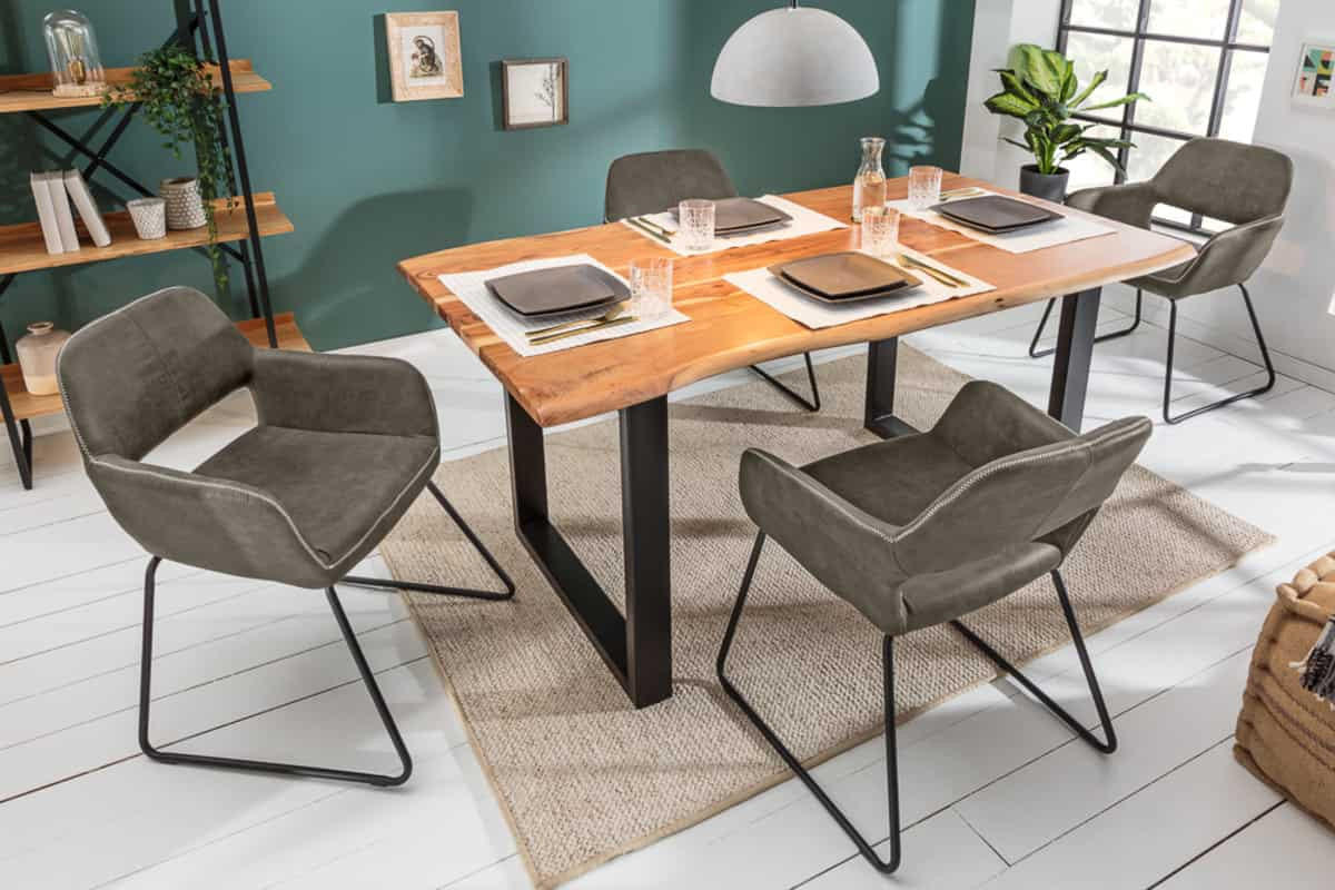 STUHL MUSTANG Microfaser Taupe 80 cm - Taupe/Schwarz, Textil/Metall (57/77/61cm) - riess-ambiente