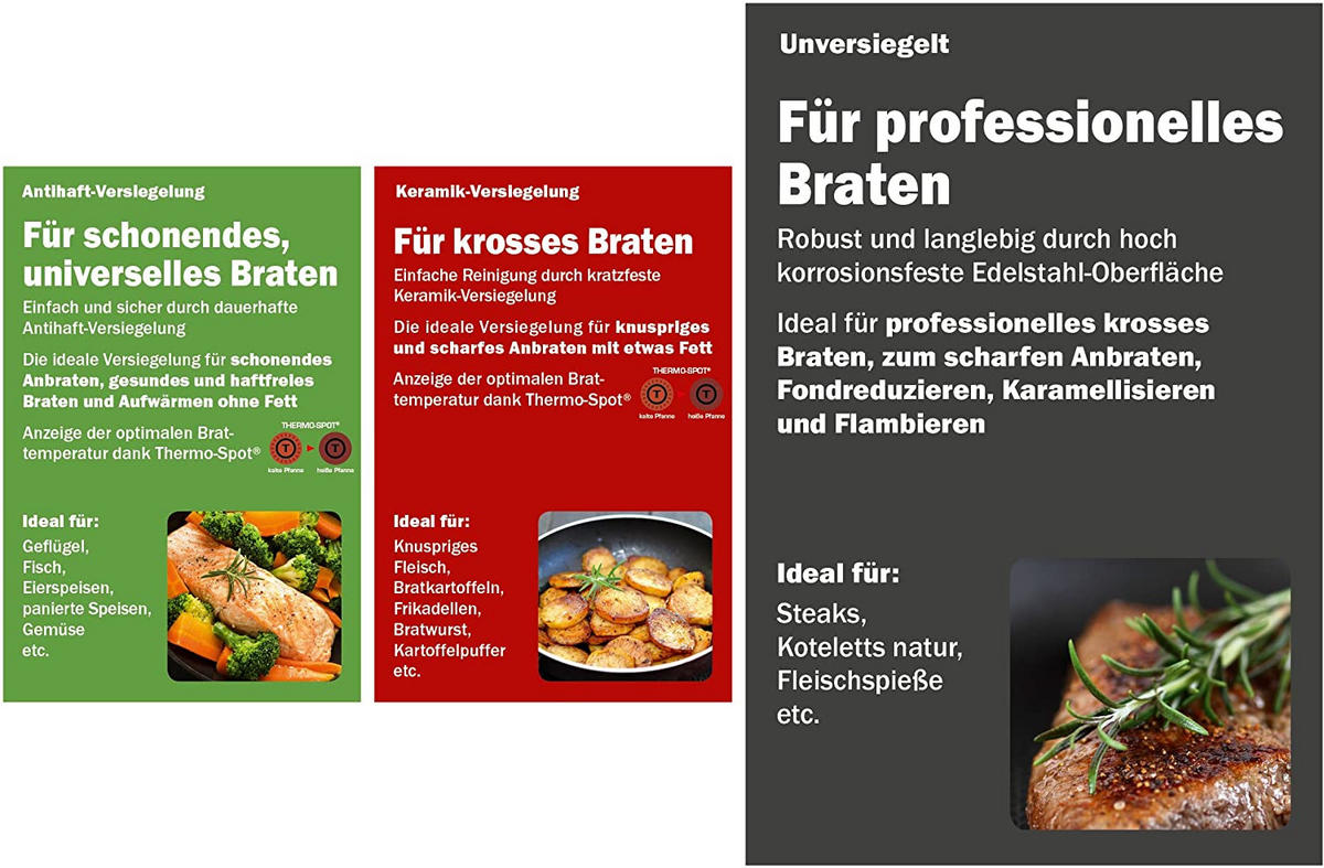 BRATPFANNE Hero 24 cm Edelstahl Antihaft Induktion Silber - Silberfarben, Metall (24cm) - Tefal