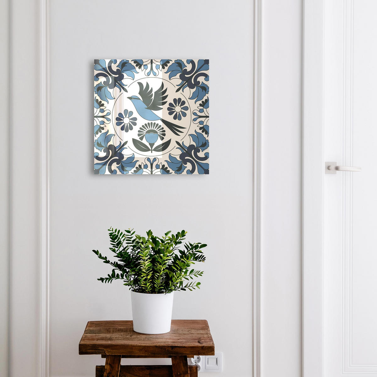 SCHLÜSSELBOX Schwarz 30x30 cm- Türöffnung nach rechts - Blauer Vogel - Blau, Metall (30/30/5cm) - TULUP