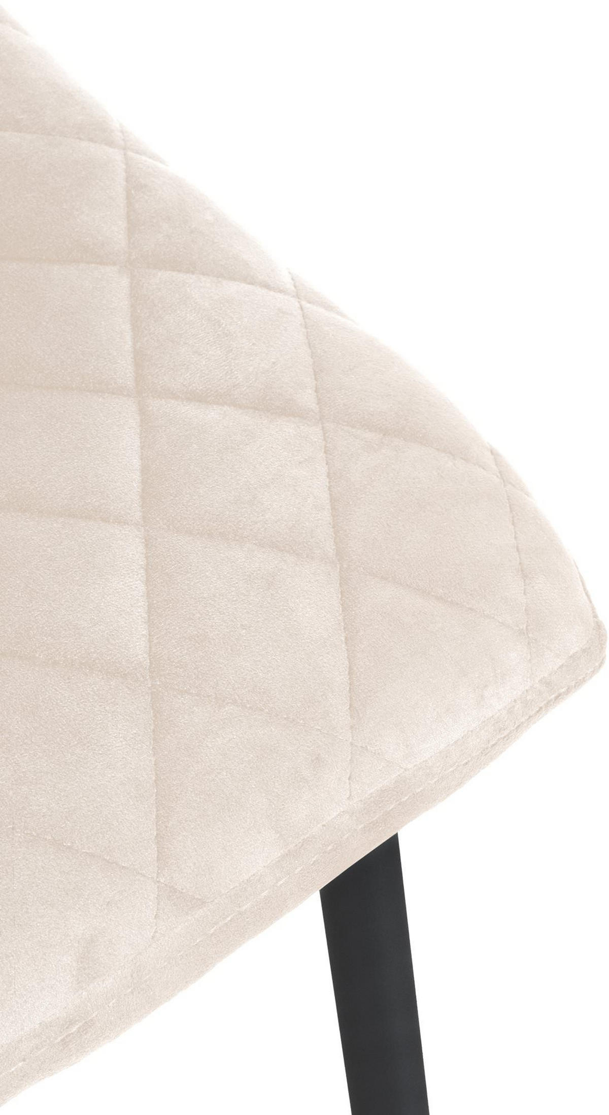 STUHL 4er Set Samt creme - Creme/Schwarz, Textil/Metall (45/83/57cm) - CLP