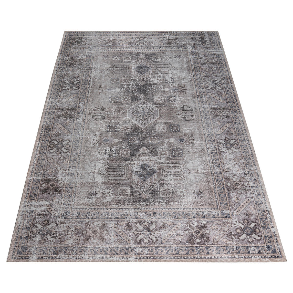 TEPPICH DUBAI grau vintage 120/180 cm - Grau, Textil (120/180cm) - Tapiso