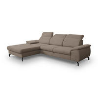 ECKSOFA MALIBU mit Schlaffunktion und Bettkasten, Farbe: Braun, Velourstoff, Ottomane Links - Braun, Textil (276/184cm) - VENASI MÖBEL