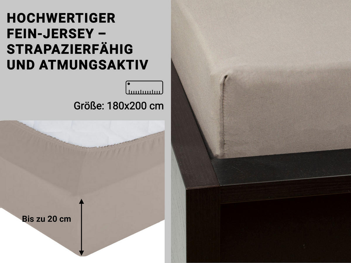 SPANNBETTLAKEN, 180x200 cm, 100% Baumwolle, Grau - Grau, Textil (180/200cm) - Zollner