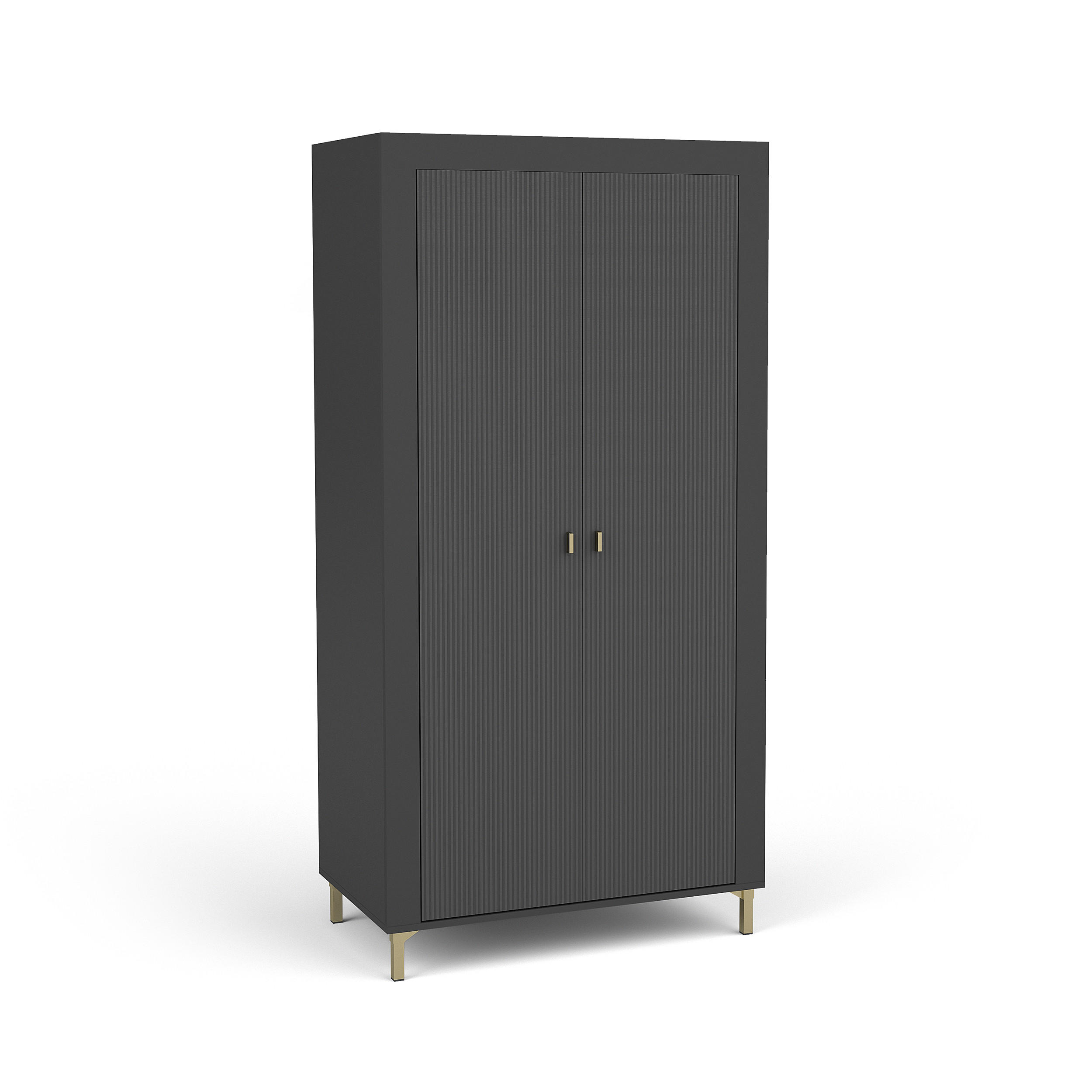 Beautysofa Drehtürenschrank Schwarz 97x194x56 cm