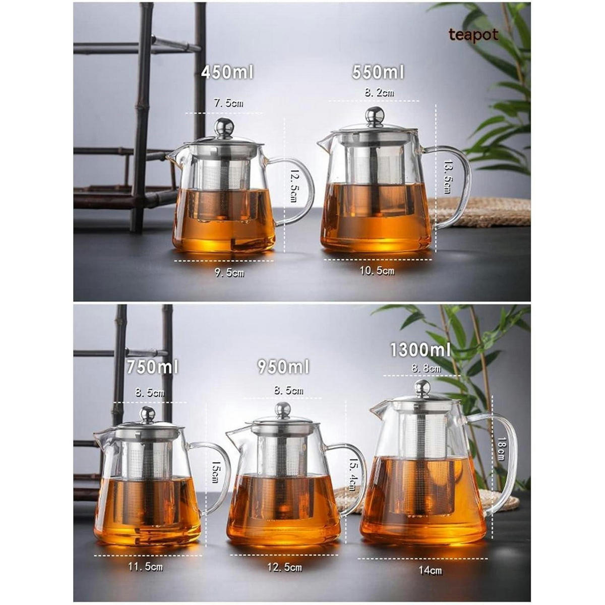 TEEKANNE Glas 1300ML mit Siebeinsatz Borosilikatglas - Transparent, Glas (14/14cm)