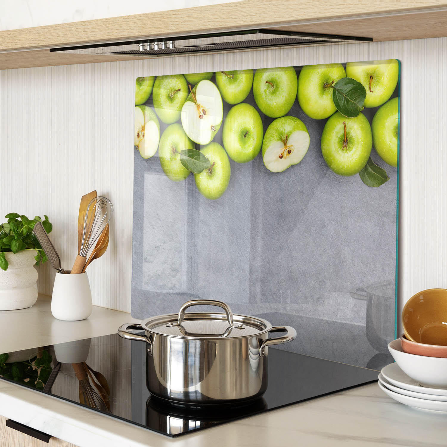 GLASPLATTE 60x52 cm Grüne Äpfel - Grün, Glas (60/0.4/52cm) - TULUP