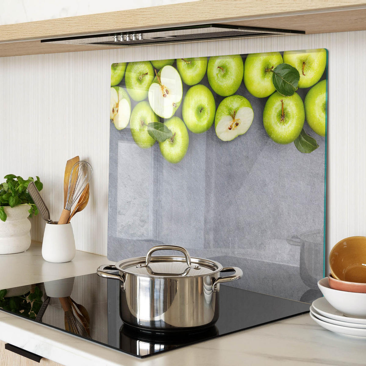 GLASPLATTE 60x52 cm Grüne Äpfel - Grün, Glas (60/0.4/52cm) - TULUP