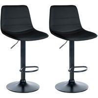 BARHOCKER 2er Set Lederlook schwarz - Schwarz, Textil/Metall (45/89/46cm) - CLP