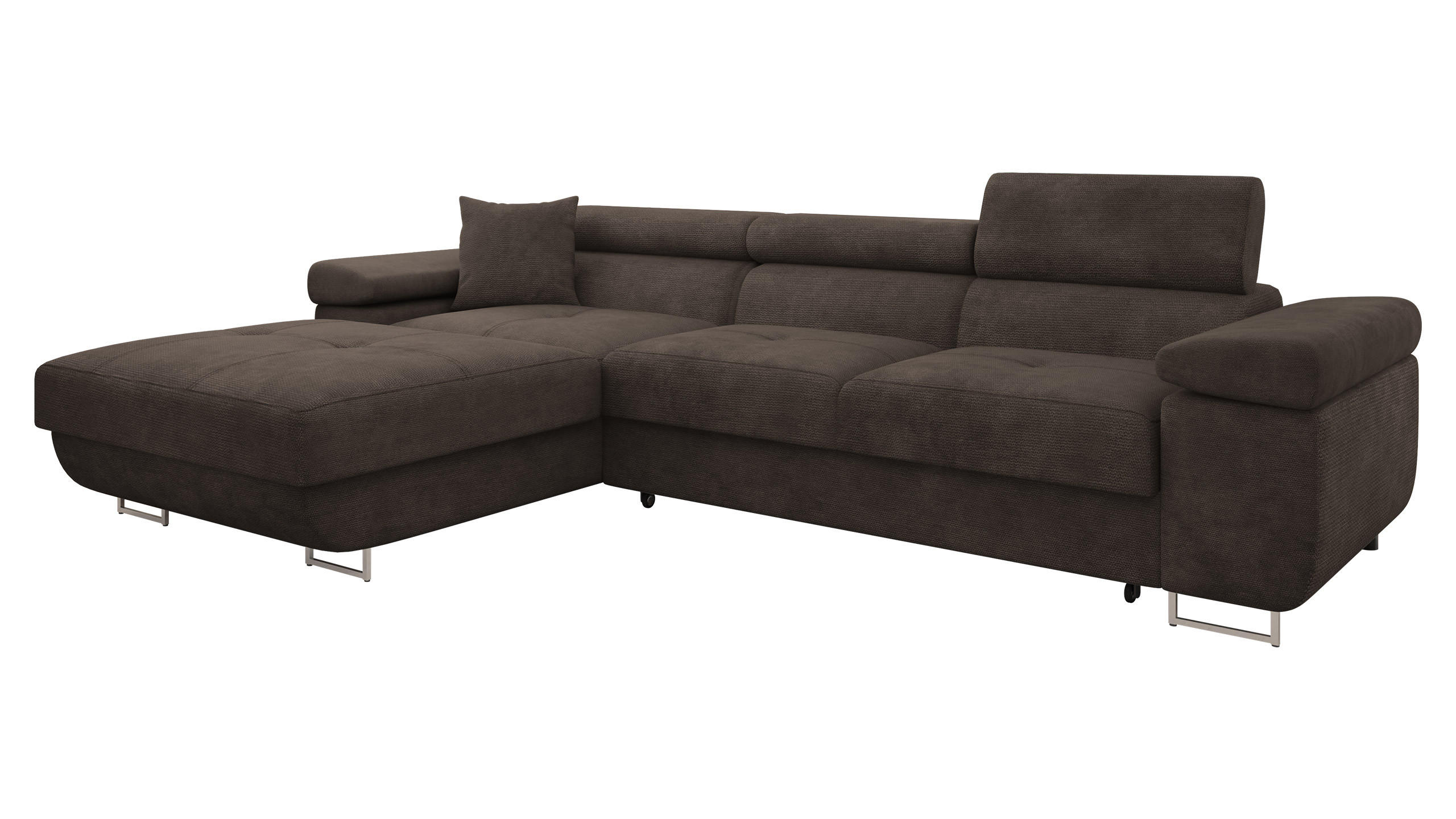 ECKSOFA Torezio Mini, Seite: Links - Dunkelbraun, Holz/Textil (280/170cm) - MIRJAN24