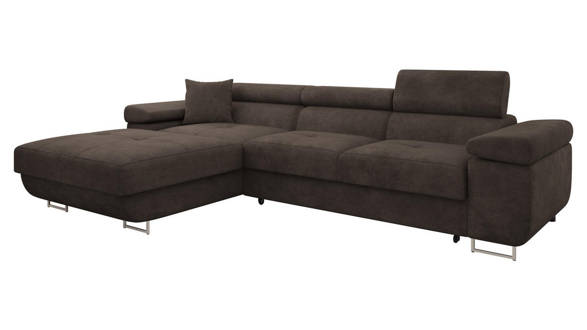 ECKSOFA Torezio Mini, Seite: Links - Dunkelbraun, Holz/Textil (280/170cm) - MIRJAN24
