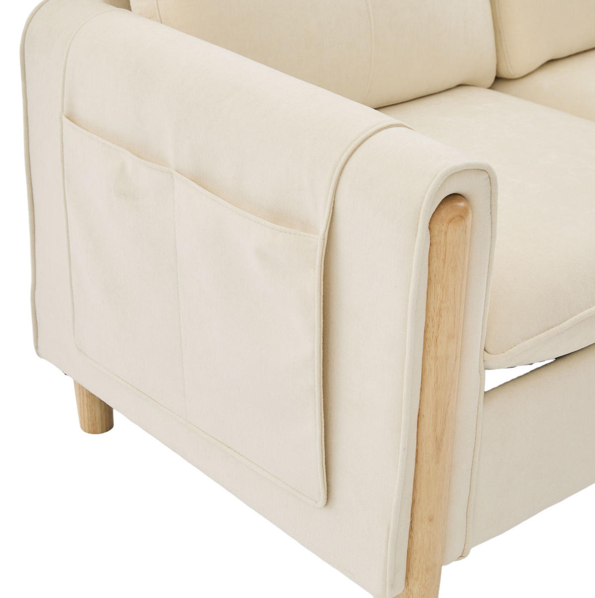 SOFA-SET 4-Sitzer mit 2 Hockern und Stauraum Chenille Beige - Beige, Holz (77/86/261cm) - Meubliv