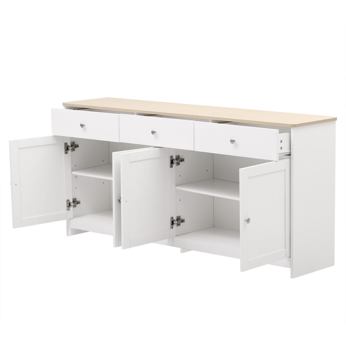 SIDEBOARD 160x37x75 cm, Holzoptik, Arbeitsplatte, Weiß - Weiß, Holz (160/75/37cm)