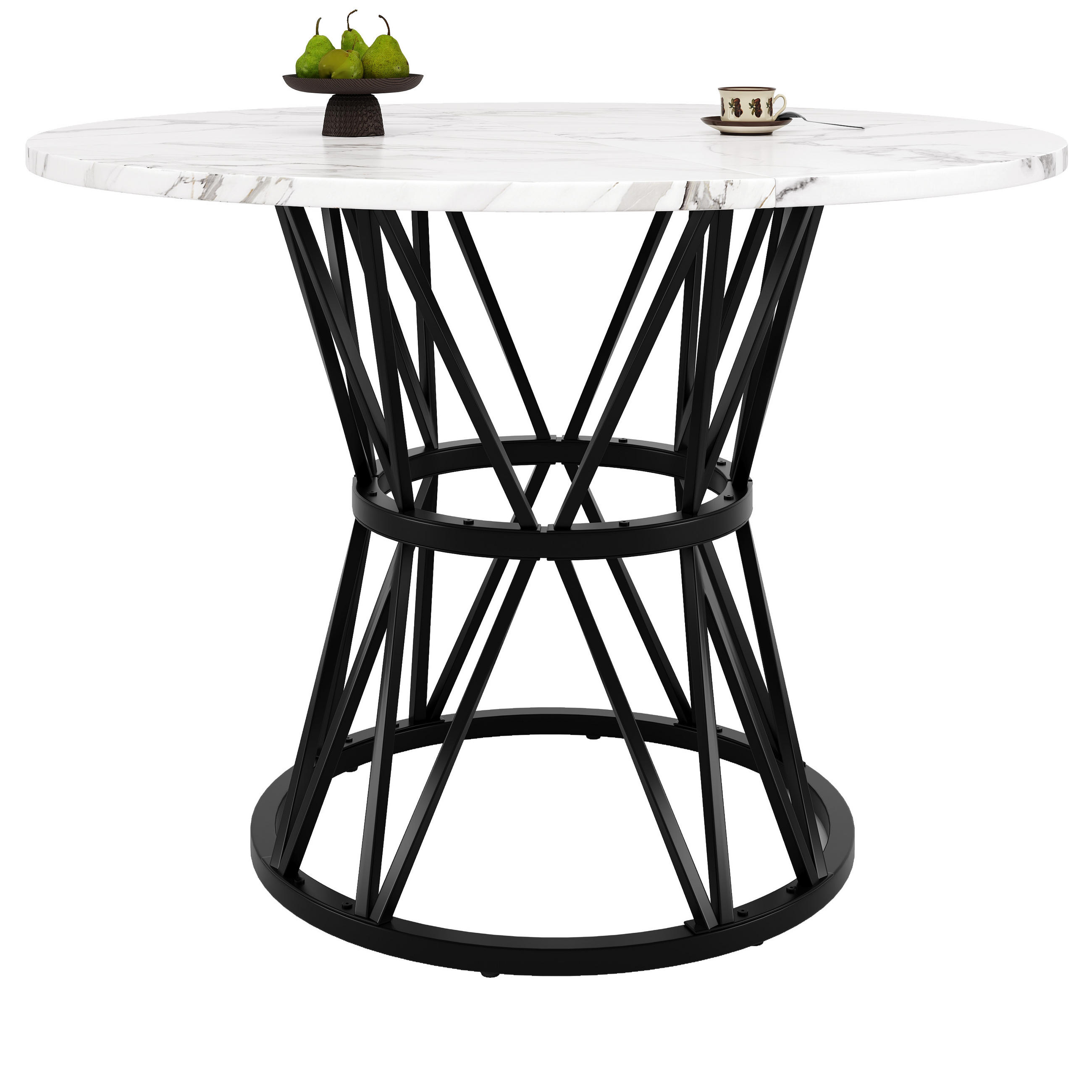 ESSTISCH 100x100x76 cm in Schwarz aus MDF mit Schwarz-Marmoroptik auf Metallgestell mit Stellfüßen - Schwarz, Holzwerkstoff (100/100/76cm) - Modfu