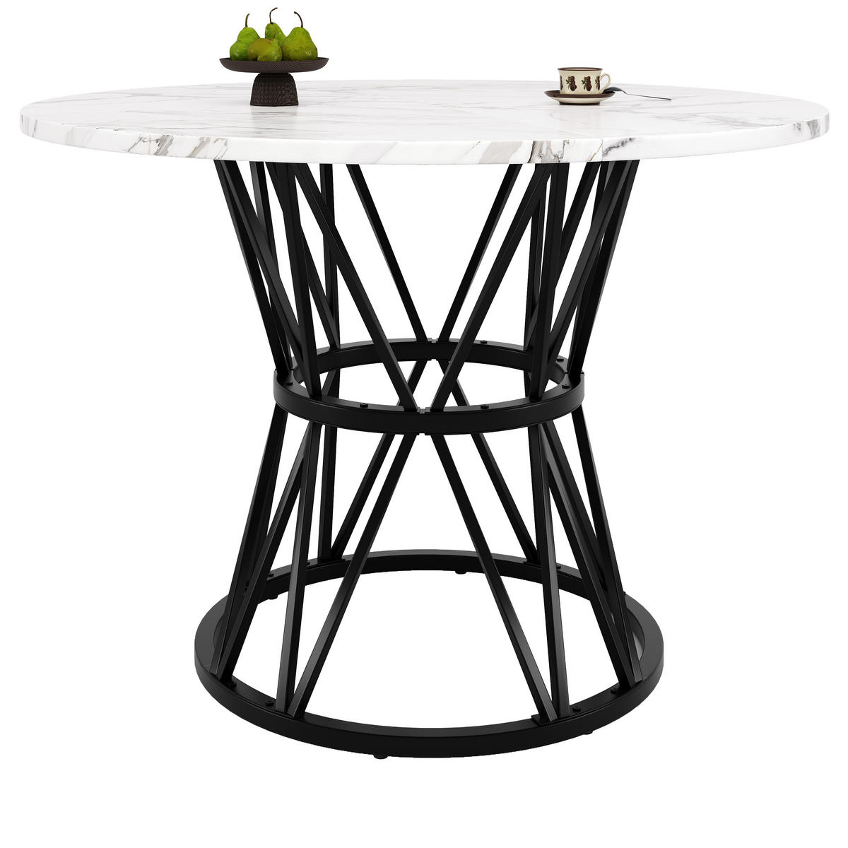 ESSTISCH 100x100x76 cm in Schwarz aus MDF mit Schwarz-Marmoroptik auf Metallgestell mit Stellfüßen - Schwarz, Holzwerkstoff (100/100/76cm) - Modfu