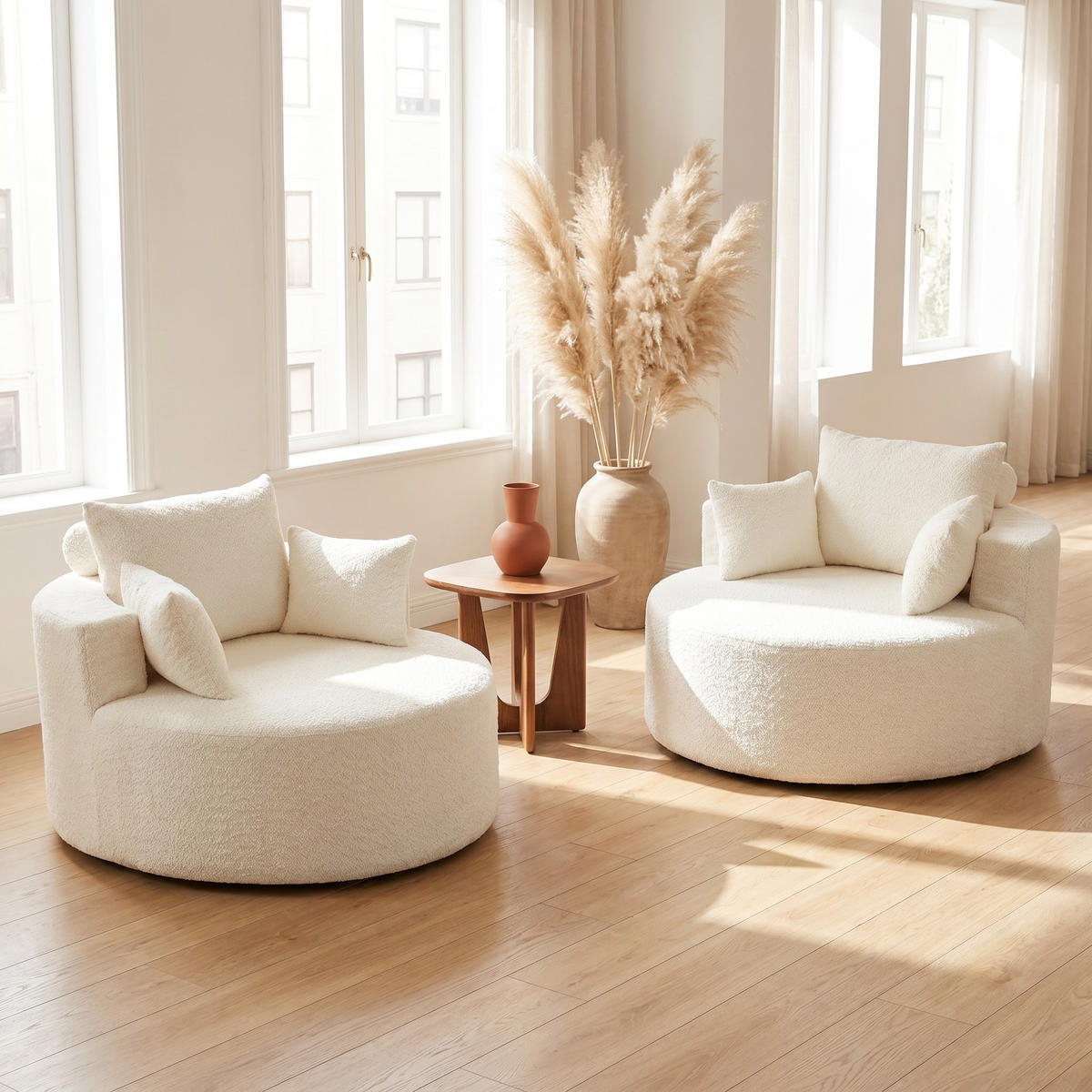 SESSEL 2er-Set Chenille Beige - Beige, Textil (127/82/127cm) - WISHDOR