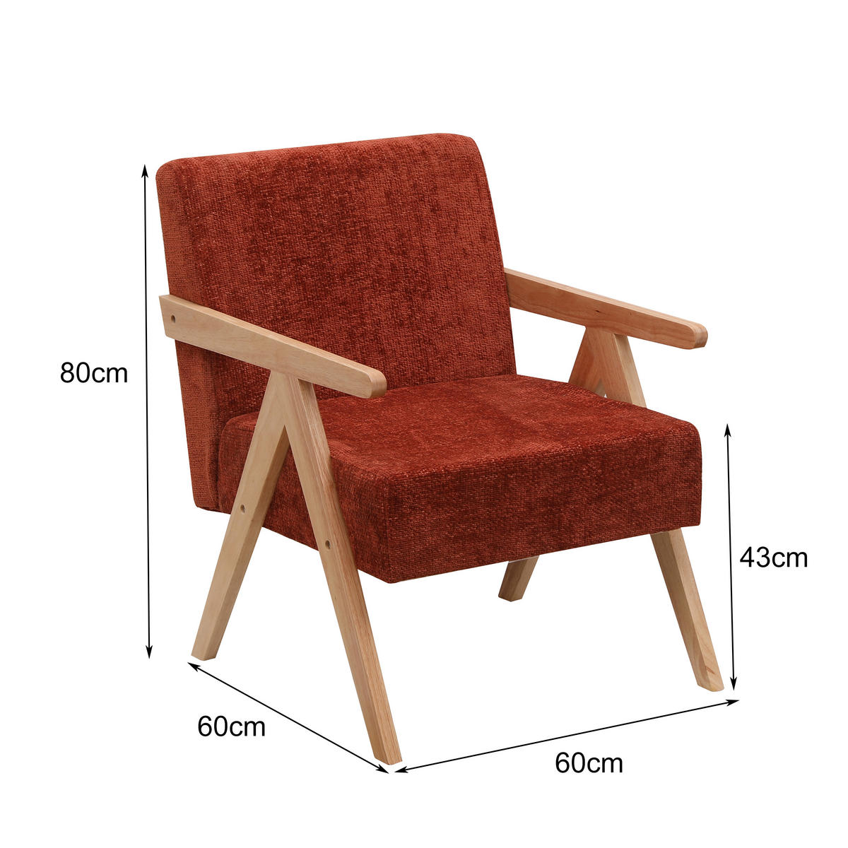 SESSEL Holz Terrakotta - Rot, Holz (64/80/60cm) - Nordlys