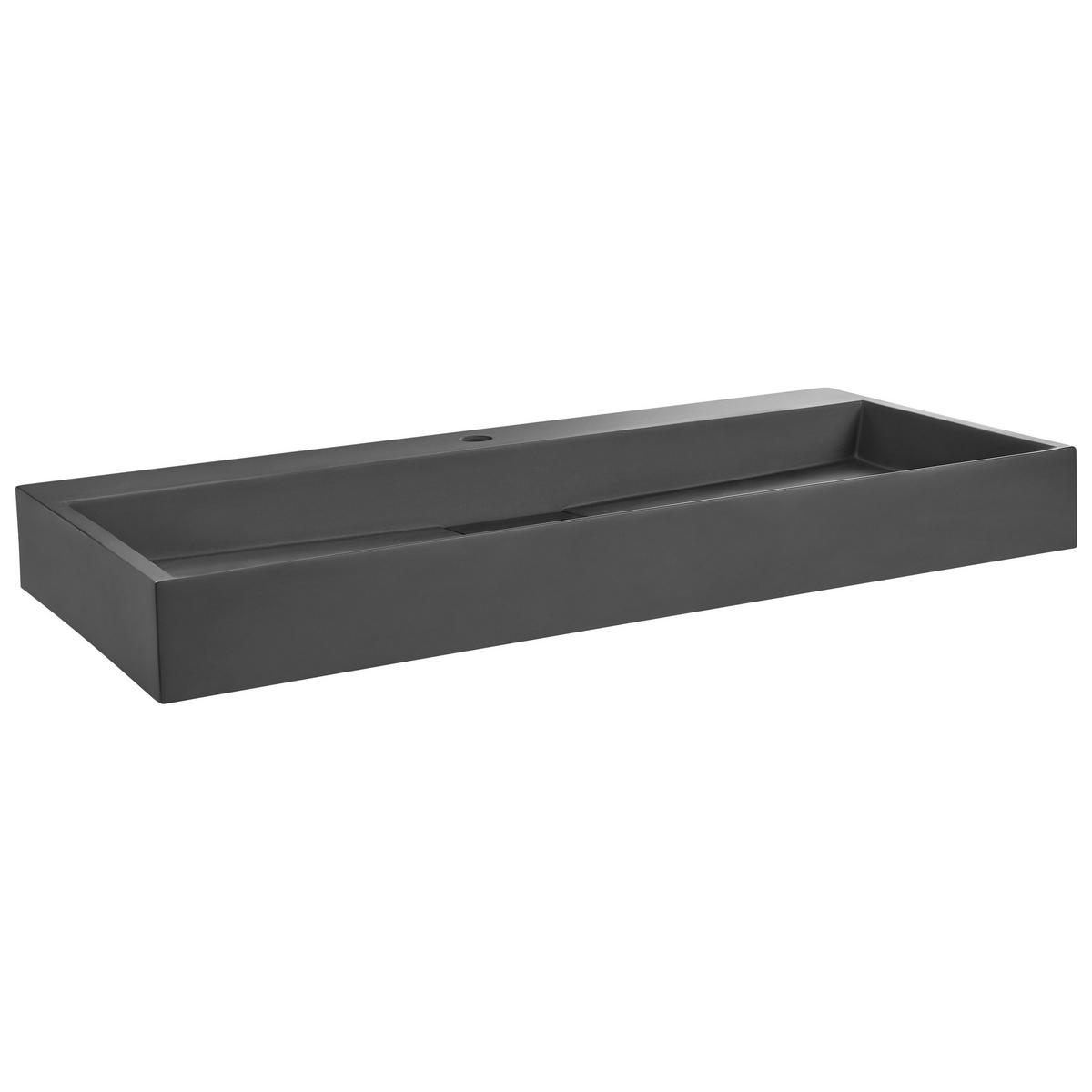 HÄNGEWASCHBECKEN Schwarz 100/46 cm Mineralguss Quenko - Schwarz, Naturmaterialien (100/12/46cm) - Beliani