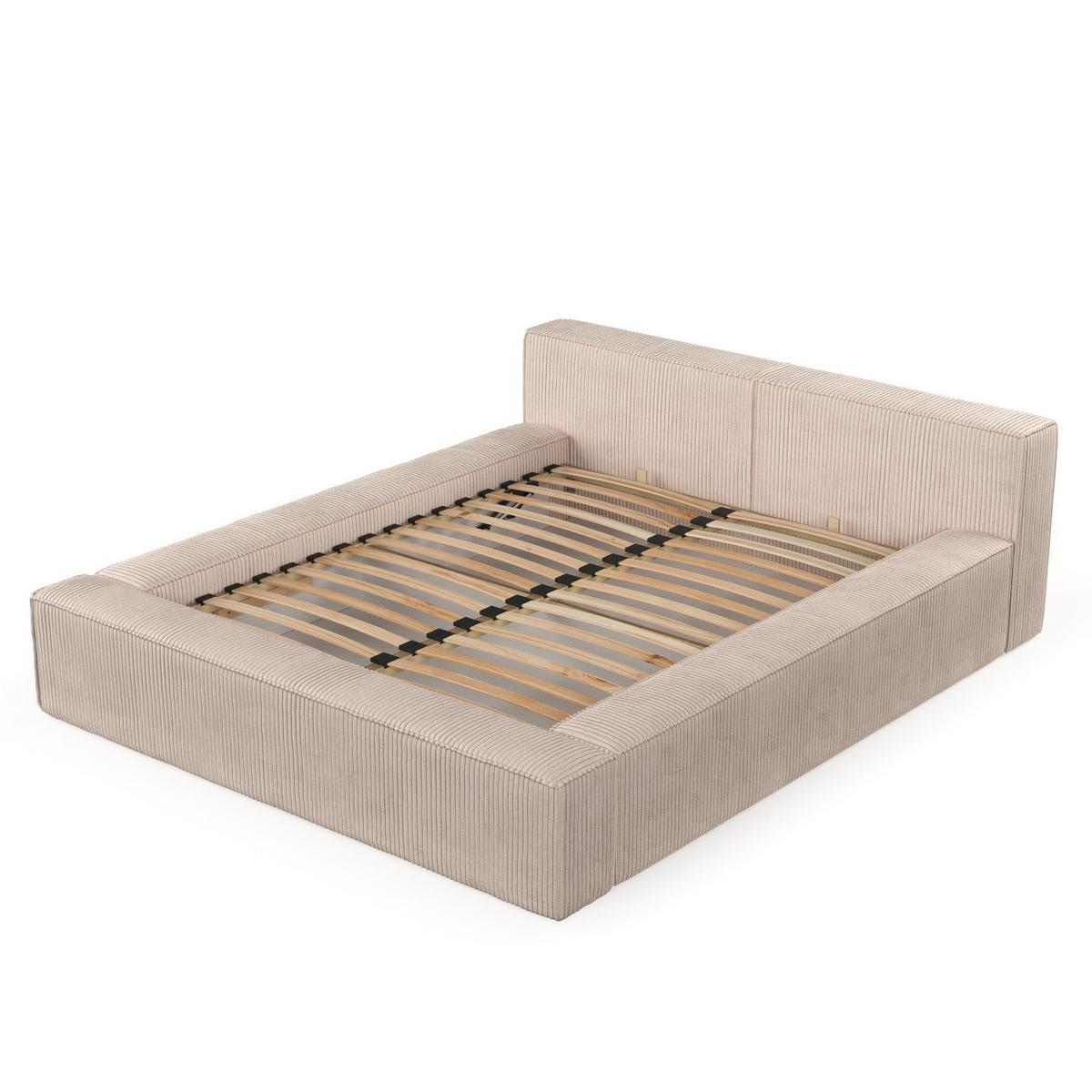 POLSTERBETT Casto mit Stauraum 140/200 cm Hellbeige im Poso Stoff - Beige/Schwarz, Holz/Holzwerkstoff (140/200cm) - AltaBeds