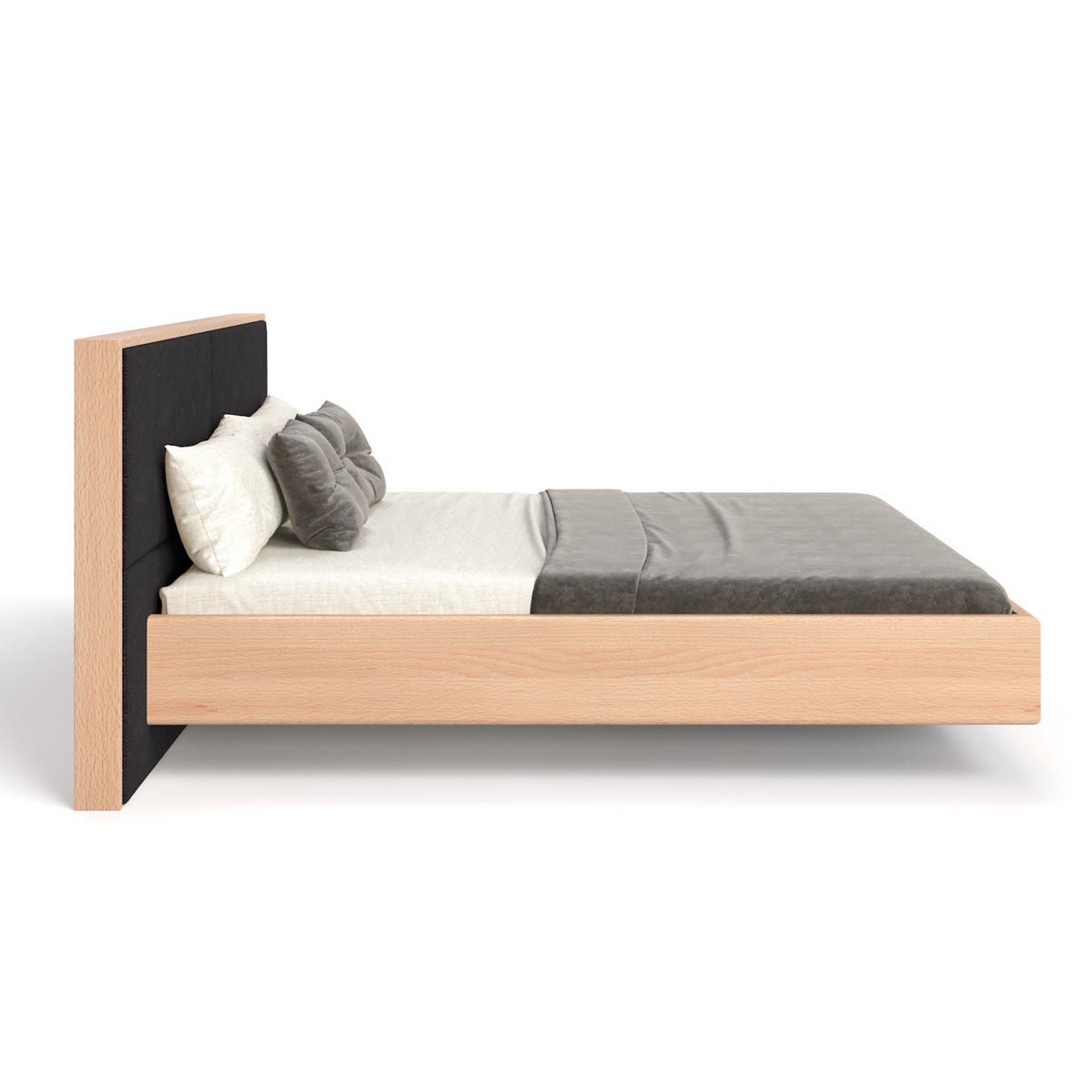 MASSIVHOLZBETT schwebend Dome aus Buche 180x220 cm, Storm 99 - Buchefarben/Schwarz, Holz (180/220cm) - Danzz