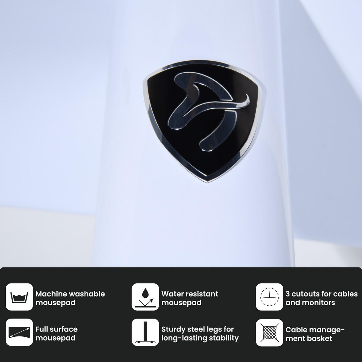 GAMINGTISCH Arena Medium 140/76/71 cm Weiß - Weiß, Metall (75.5/140/71cm) - Arozzi