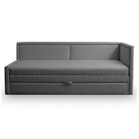 JUGENDBETT Caprili Dunkelbeige mit Bettkasten - Dunkelgrau/Schwarz, Holz/Textil (163/189cm) - Selsey