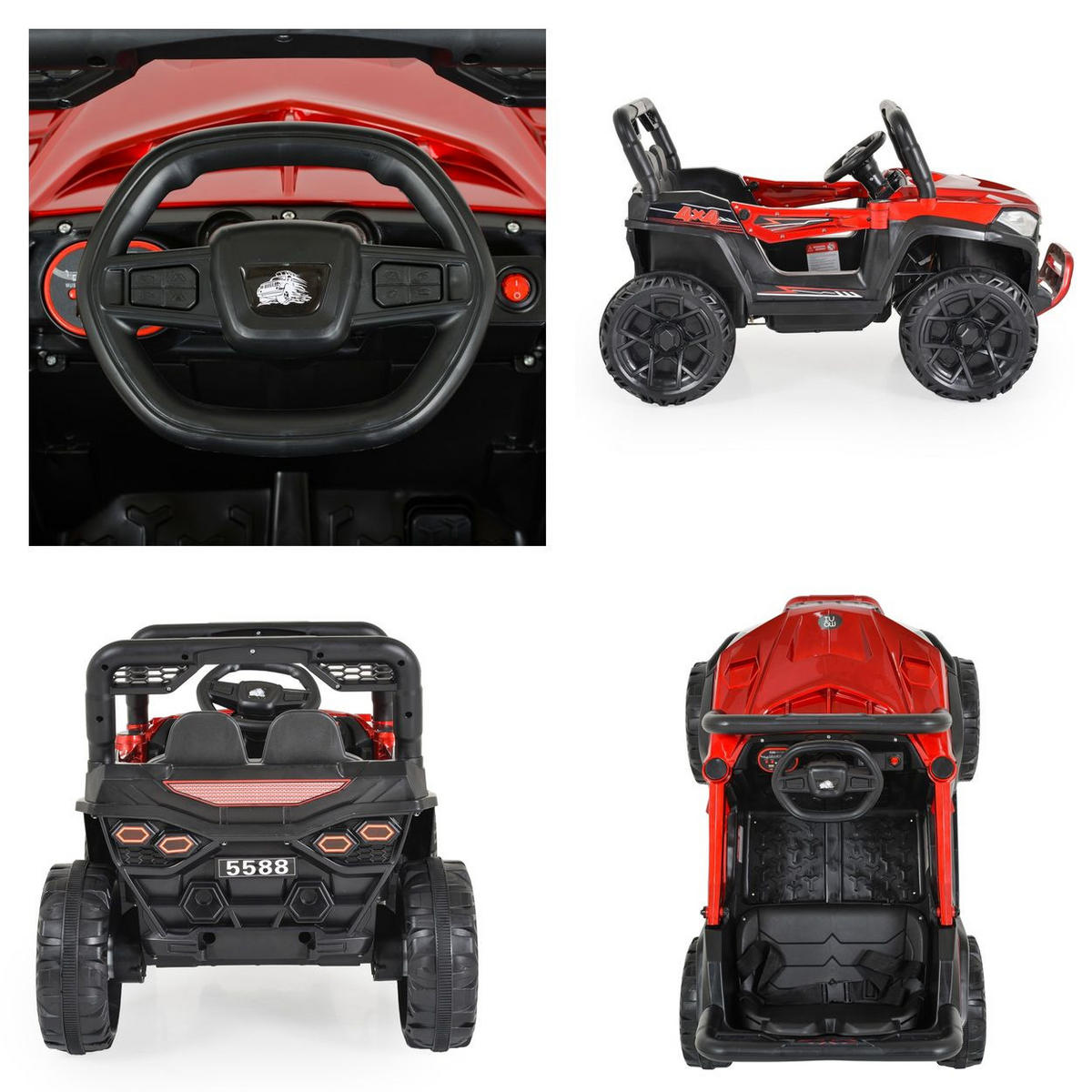 KINDERELEKTROAUTO Buggy Fast UTV rot 5588 metallic Fernbedienung MP3 USB Gurt - Rot, Kunststoff (102/61/64cm) - Moni