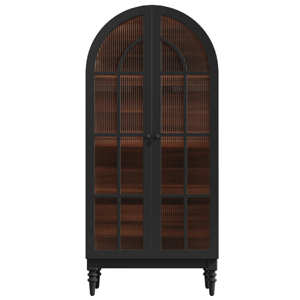 VITRINE 76/35,5/165 cm aus MDF mit Glastüren Schwarz - Schwarz, Holzwerkstoff (76/76/35.5cm) - Modenvie