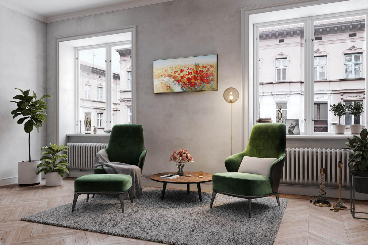 ÖLGEMÄLDE 120/60 cm - Beige/Rot, Holz/Textil (1.74/60cm) - KUNSTLOFT