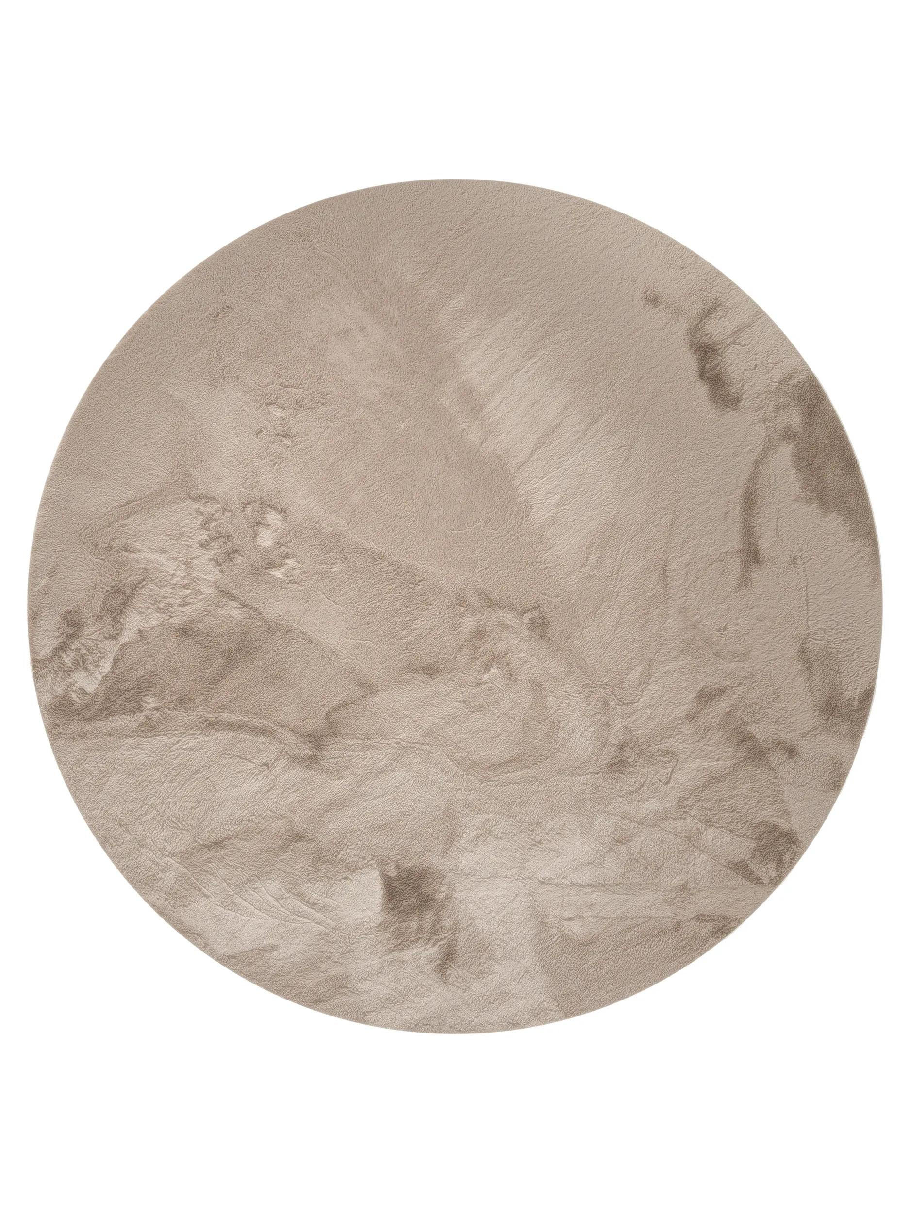 KUNSTFELL-TEPPICH Dave Taupe ø 180 cm rund - Taupe, Kunststoff/Textil (180/180cm) - benuta Nest