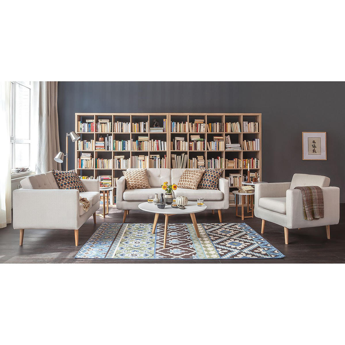 COUCHTISCH - Eiche teilmassiv - Matt Weiß - Weiß, Holz/Holzwerkstoff (90/90/45cm) - home24