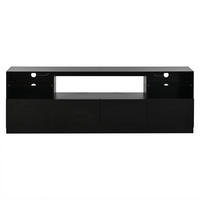 TV-SCHRANK 180/35/60 cm Schwarz Hochglanz mit LED und 4 Türen - Schwarz, Holzwerkstoff (180/60/35cm) - Oxeza