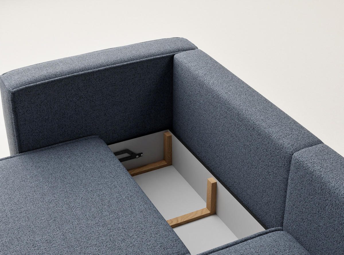 ECKSOFA MIT SCHLAFFUNKTION Velto Blau Grau Webstoff - Blaugrau/Schwarz, Holz/Holzwerkstoff (250/152cm) - Maison de Reve