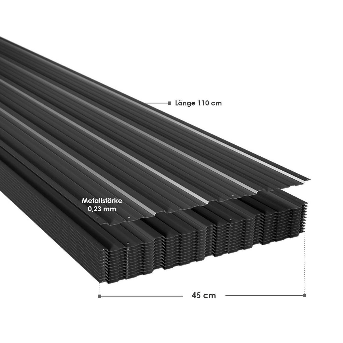 PROFILBLECH Anthrazit 110x45 cm 14er-Set - Anthrazit, Metall (45/110cm) - Juskys
