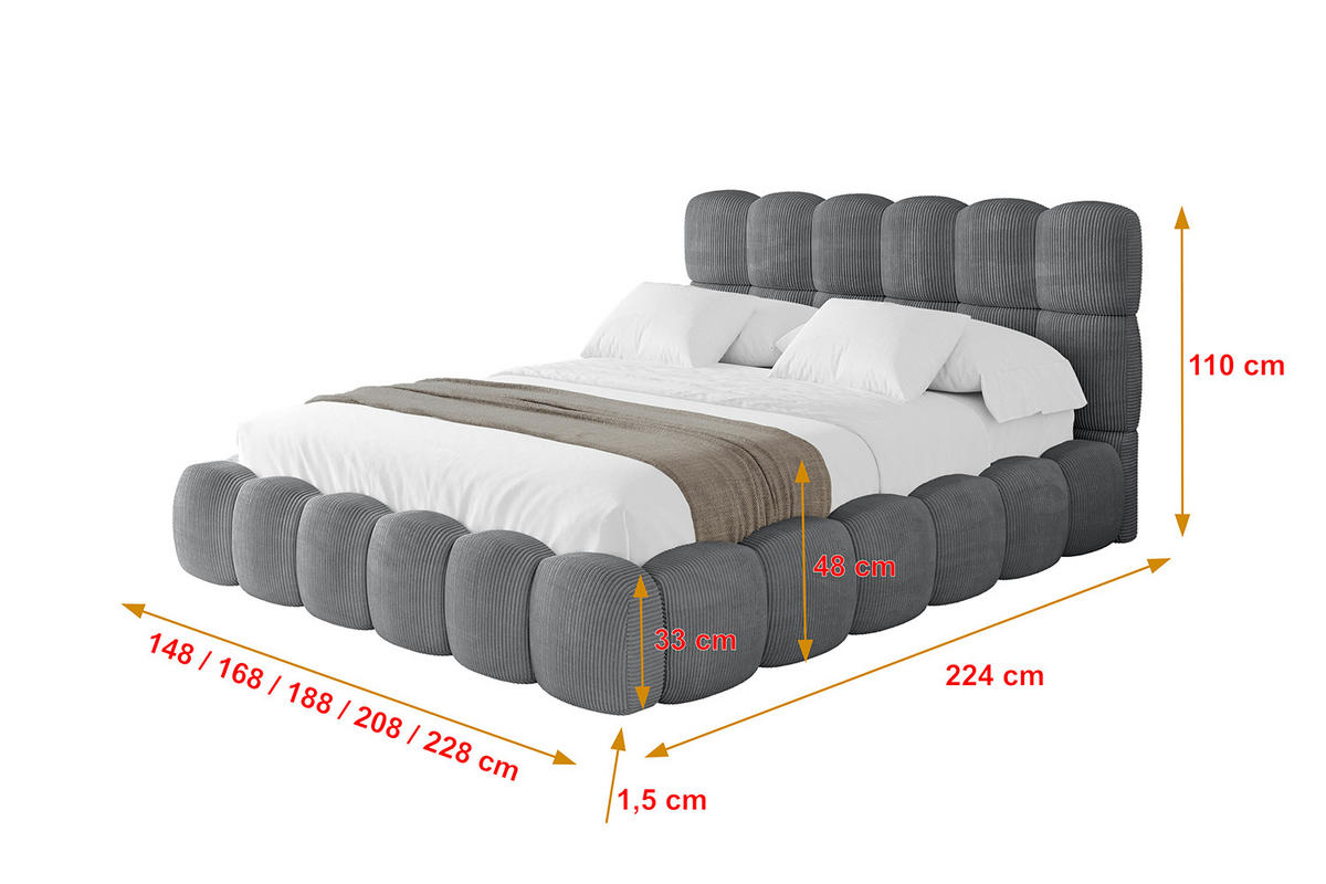 POLSTERBETT mit Bettkasten und Lattenrost, Bett mit Matratze H3/H4 - LEYA 120x200 Dunkelgrau - Anthrazit, Holzwerkstoff/Textil (120/200cm) - ALTDECOR