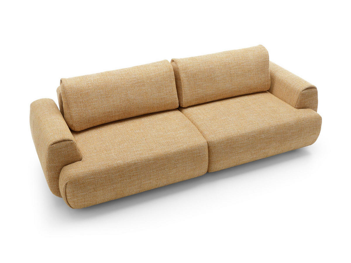 SOFA Morena Gelb, mit Schlaffunktion, Zweisitzer Sofa - Gelb, Holzwerkstoff/Textil (260/81/106cm) - Bettso