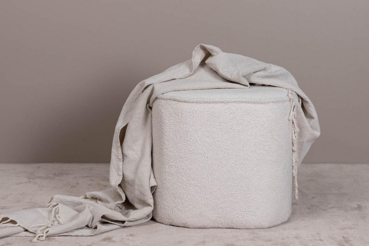 POUF weiß - Weiß, Holzwerkstoff (44/41/44cm) - ebuy24