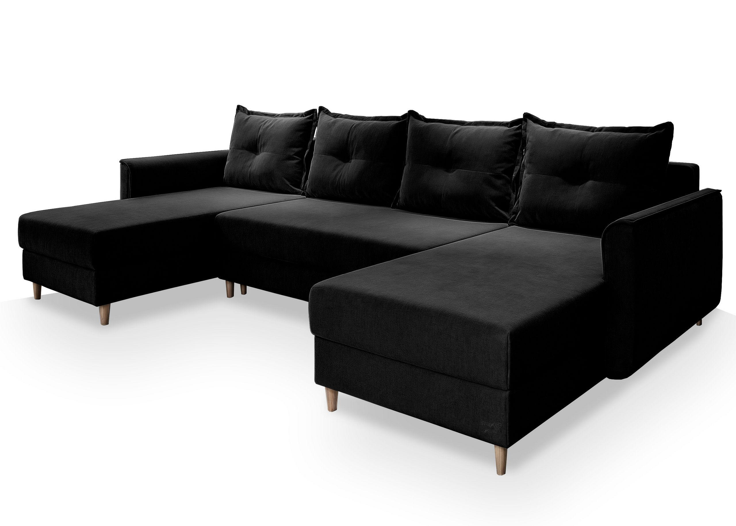 Masseno Wohnlandschaft Schwarz 285x91x143 cm
