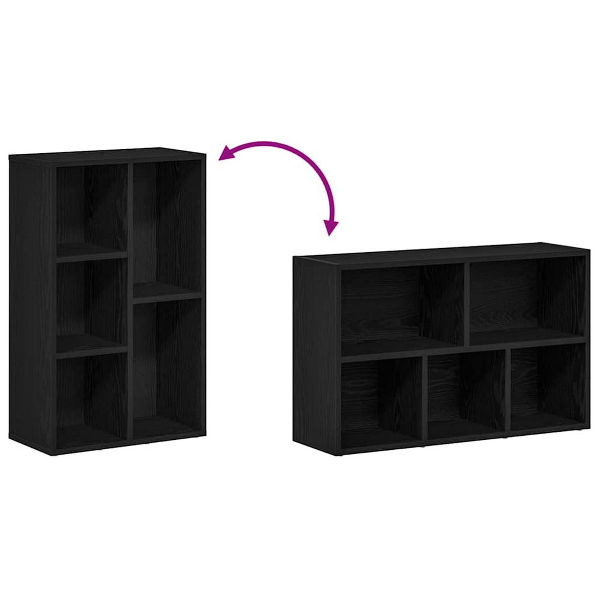 BÜCHERREGAL Schwarz Eichen-Optik 50/25/80 Cm Holzwerkstoff - Schwarz, Holzwerkstoff (25/80/50cm) - vidaXL